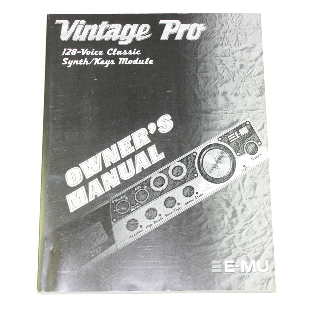 Owner's Manual, E-mu Vintage Pro